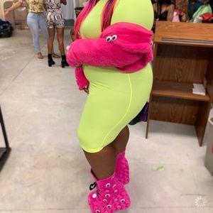 Fur coat ($20) platform boots ($175)